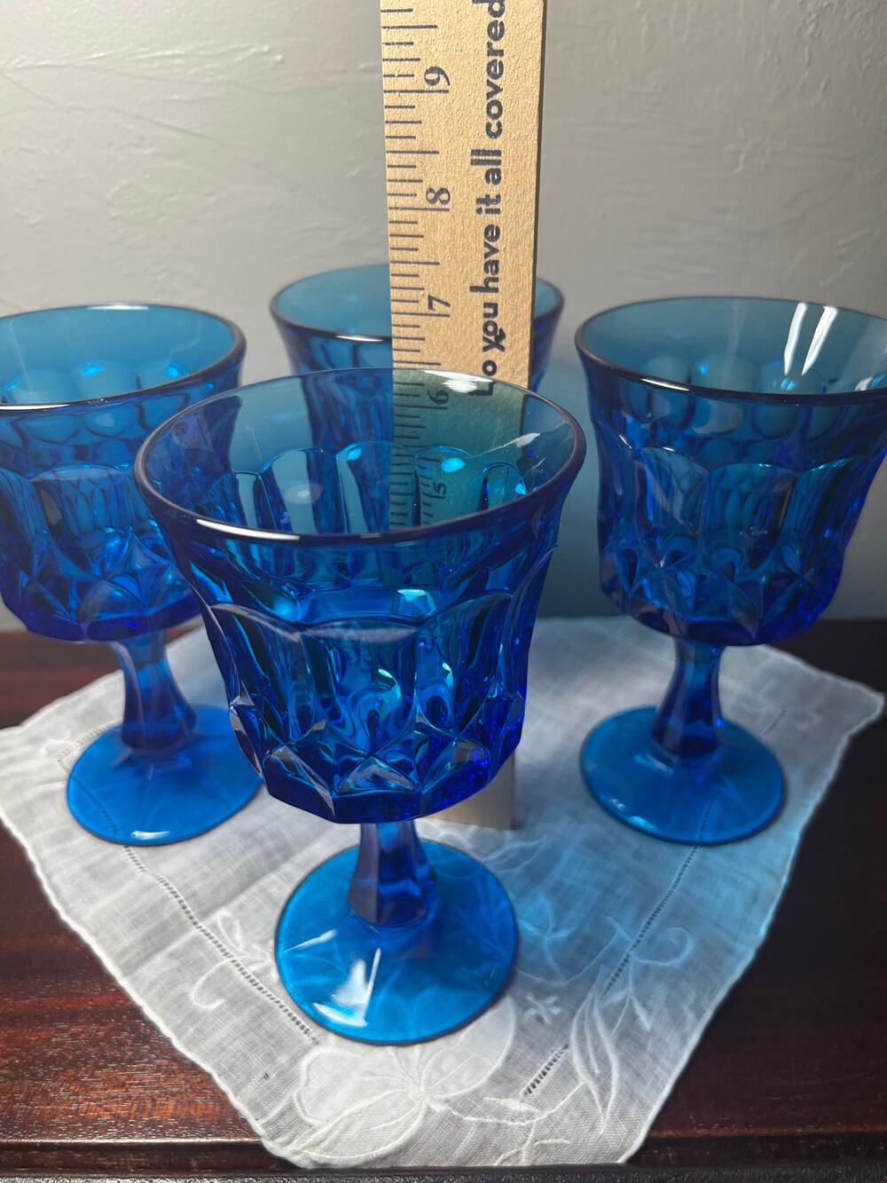 Noritake Perspective blue stemmed glasses, set of 4